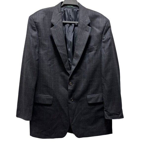 Ralph Lauren Mens Wool Blazer Jacket Charcoal Gray Size 44L Made In Canada - Picture 1 of 10